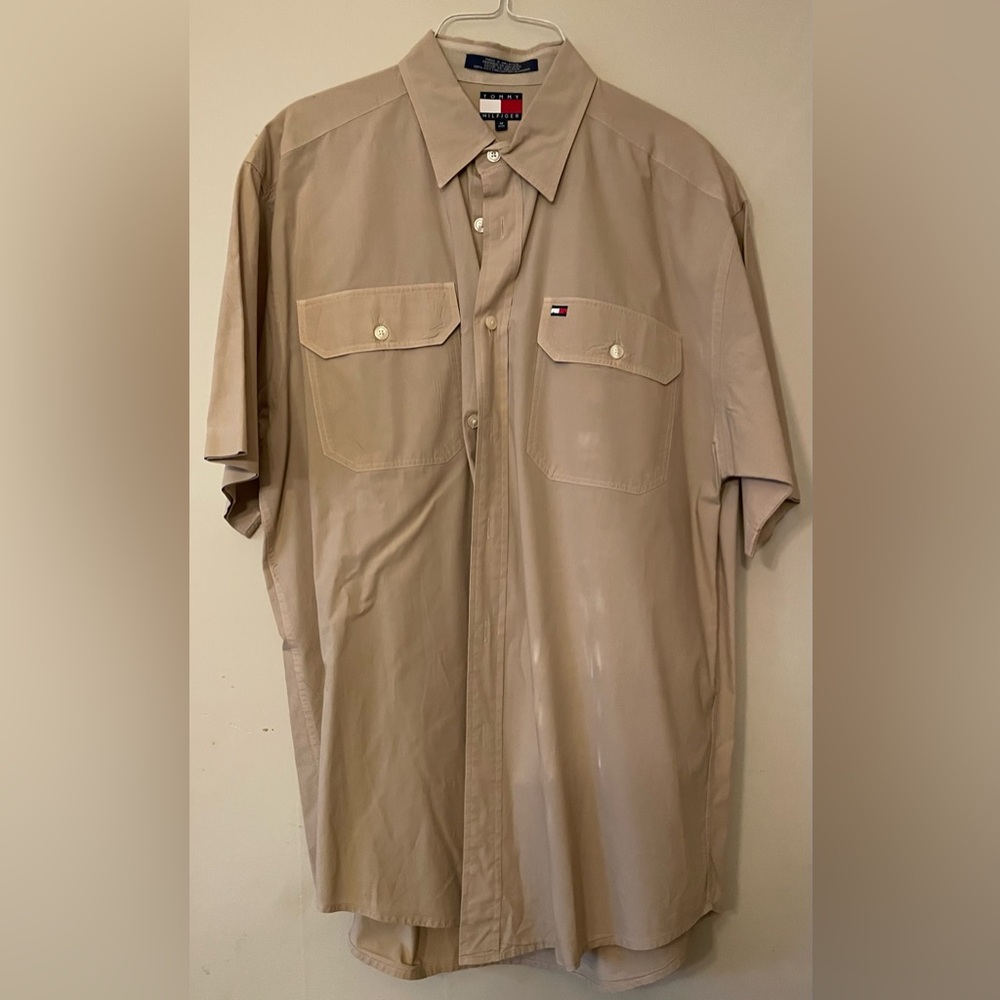 Tommy Hilfiger Men's Beige Button Down Shirt
